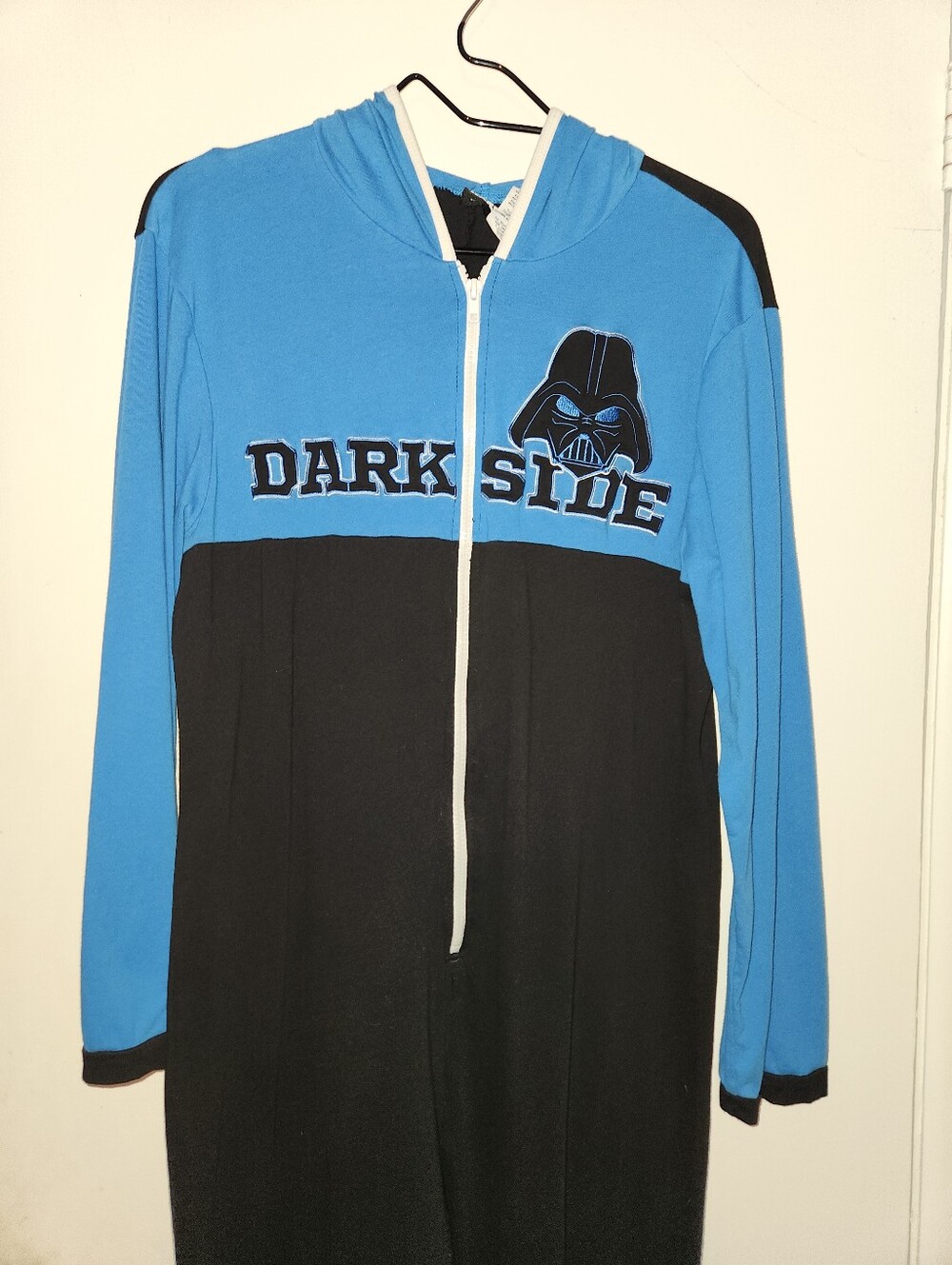 Star Wars Darth Vader Dark Side Adult Pajamas Medium Hooded Zip Blue Black